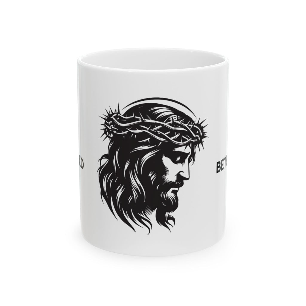 Jesus Profile Ceramic Mug — "Beter Saved" Inspirational Religious Coffee Cup (11oz/15oz)