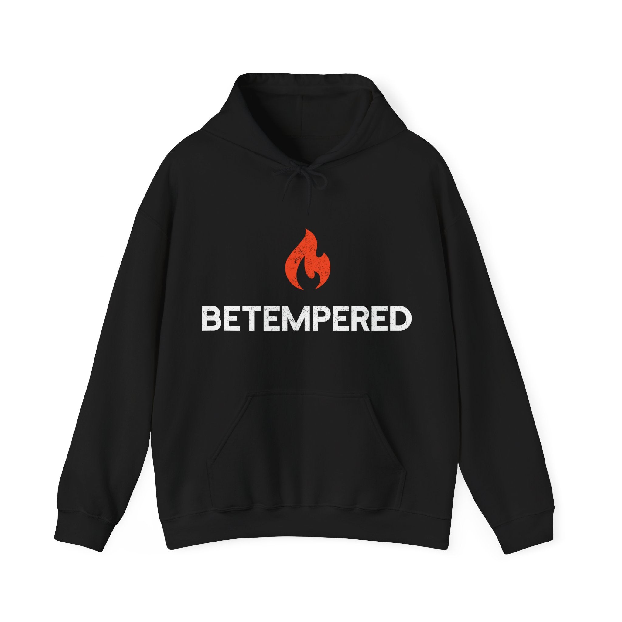 Unisex Heavy Blend Hoodie - 'BETEMPERED' Flame Design for Cozy Style
