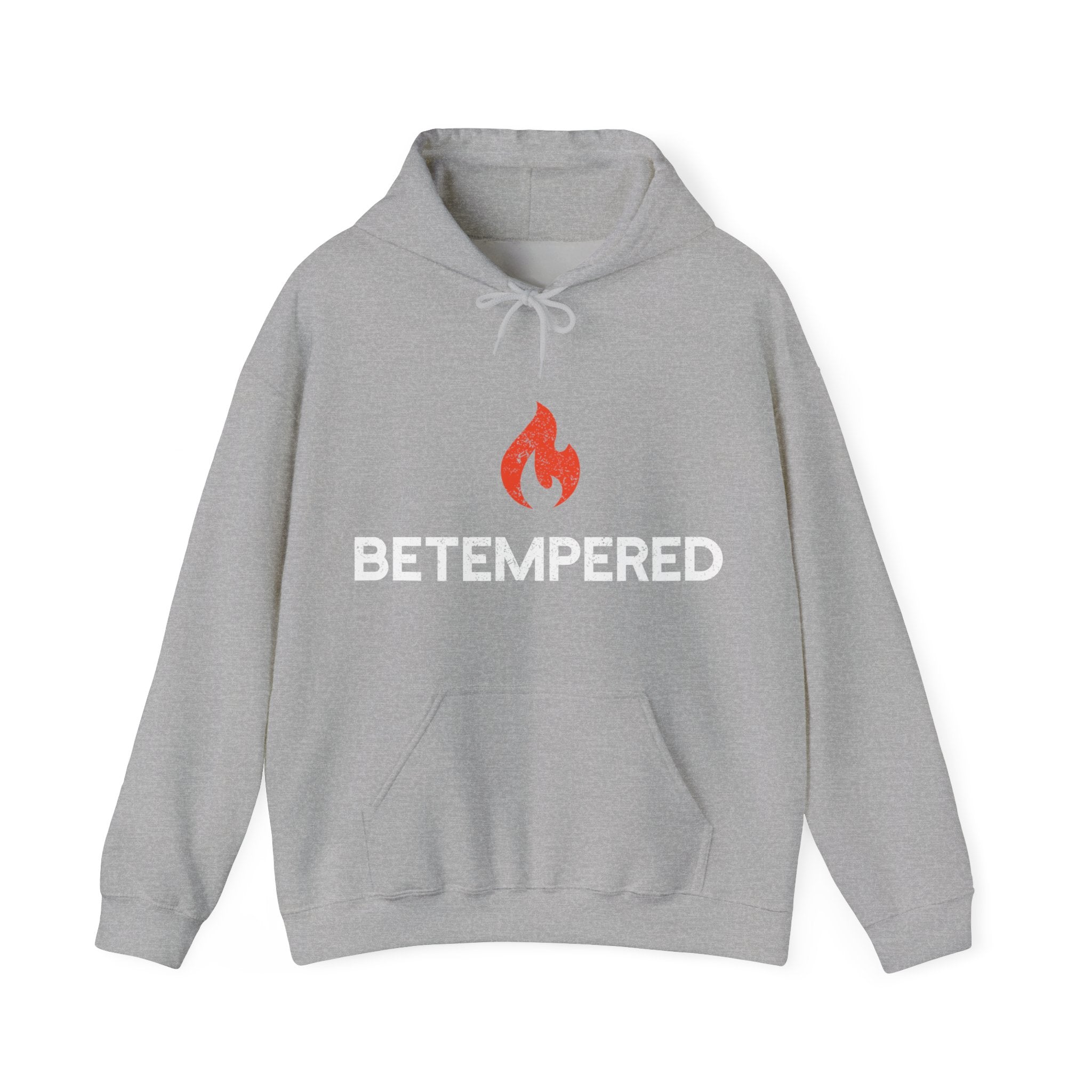Unisex Heavy Blend Hoodie - 'BETEMPERED' Flame Design for Cozy Style
